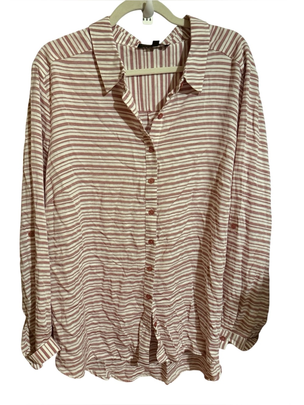 Fred David Striped Button-Down Shirt in Cream and Brown